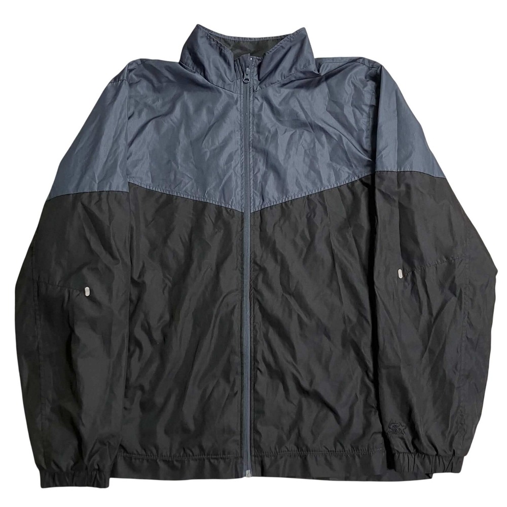 Starter Mens Windbreaker Jacket Large L RM33434 Black Gray Full Zip Mesh Lined